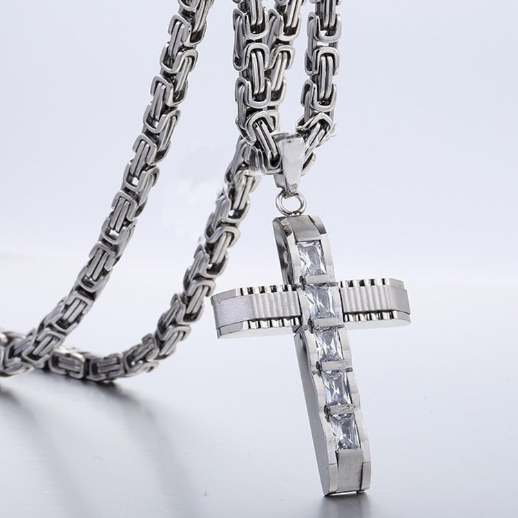 Stainless Steel Pendant Christian Curved Cross Necklace
