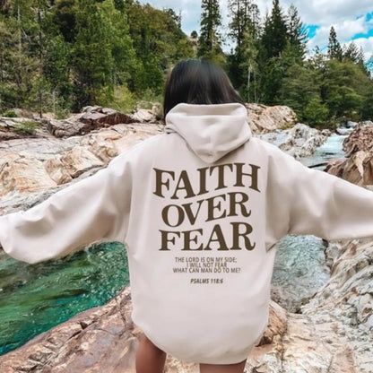 Faith Over Fear Christian Hoodie Bible Verse Sweatshirt Unisex Aesthetic Clothes