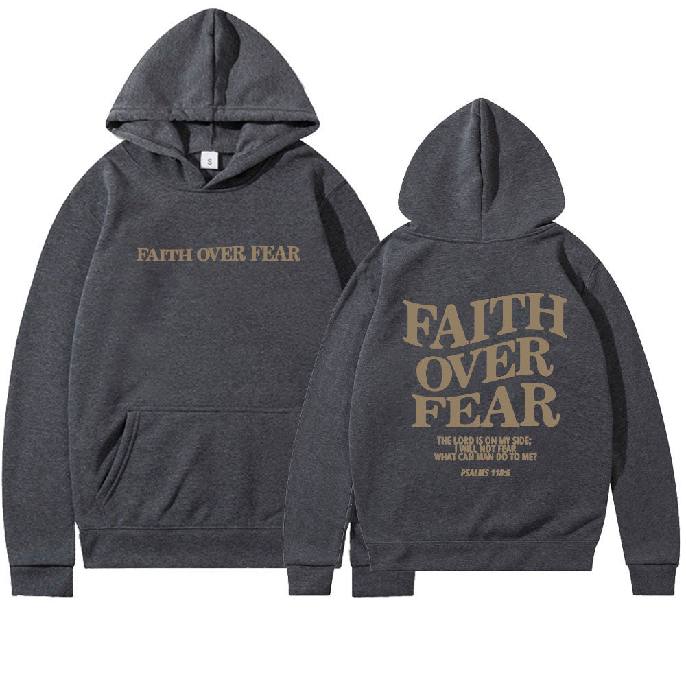 Faith Over Fear Christian Hoodie Bible Verse Sweatshirt Unisex Aesthetic Clothes