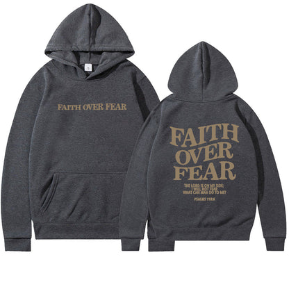 Faith Over Fear Christian Hoodie Bible Verse Sweatshirt Unisex Aesthetic Clothes