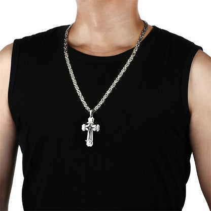 Christian Trinity Latin Cross Necklace For Men Stainless Steel Three Layers Cross Pendants Necklaces Jewelry