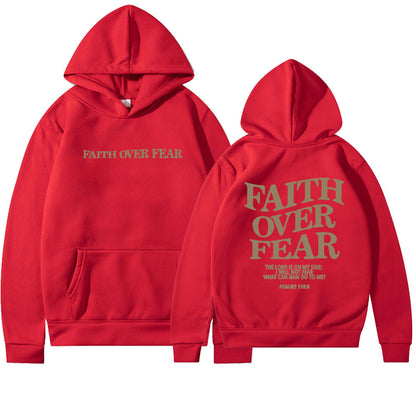 Faith Over Fear Christian Hoodie Bible Verse Sweatshirt Unisex Aesthetic Clothes