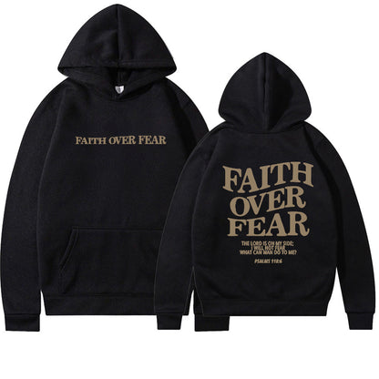 Faith Over Fear Christian Hoodie Bible Verse Sweatshirt Unisex Aesthetic Clothes