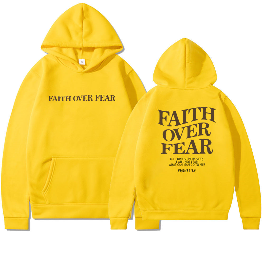 Faith Over Fear Christian Hoodie Bible Verse Sweatshirt Unisex Aesthetic Clothes
