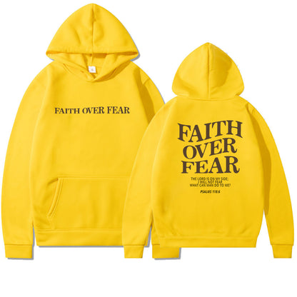 Faith Over Fear Christian Hoodie Bible Verse Sweatshirt Unisex Aesthetic Clothes