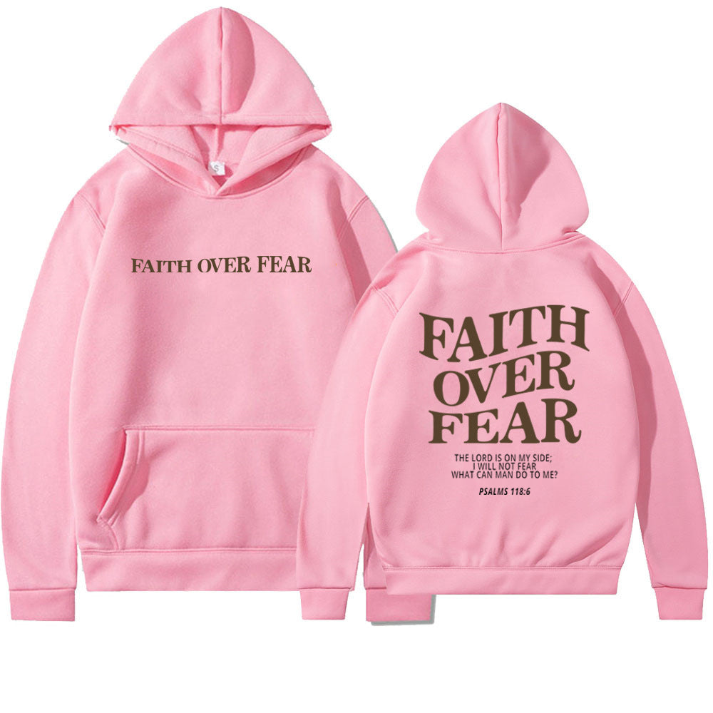 Faith Over Fear Christian Hoodie Bible Verse Sweatshirt Unisex Aesthetic Clothes