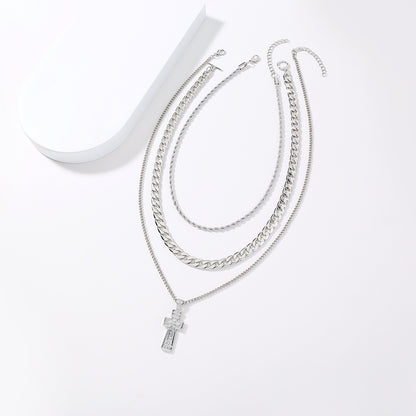 Jesus Cross multi layer necklace