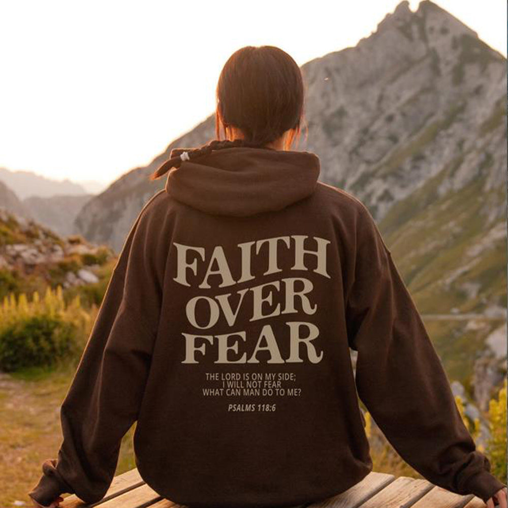 Faith Over Fear Christian Hoodie Bible Verse Sweatshirt Unisex Aesthetic Clothes