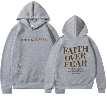 Faith Over Fear Christian Hoodie Bible Verse Sweatshirt Unisex Aesthetic Clothes