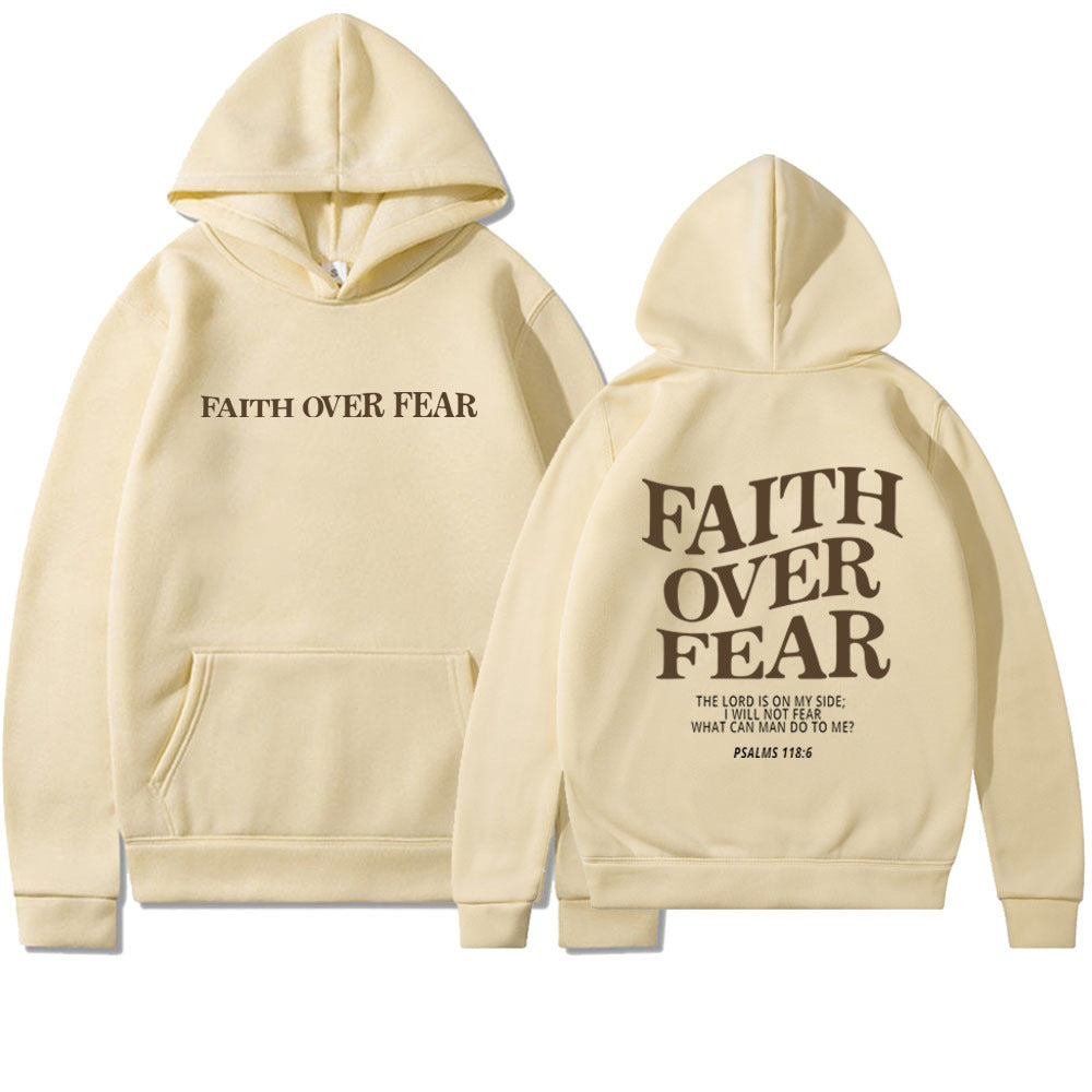 Faith Over Fear Christian Hoodie Bible Verse Sweatshirt Unisex Aesthetic Clothes